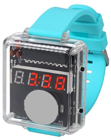 DIY Armbanduhr Löt Bausatz, PEMENOL 4-Stellen Digital Unisex Uhr Löt übungsset mit 10S Automatischer Schlafmodus Elektronik Bausatz für Anfänger Erwachsene