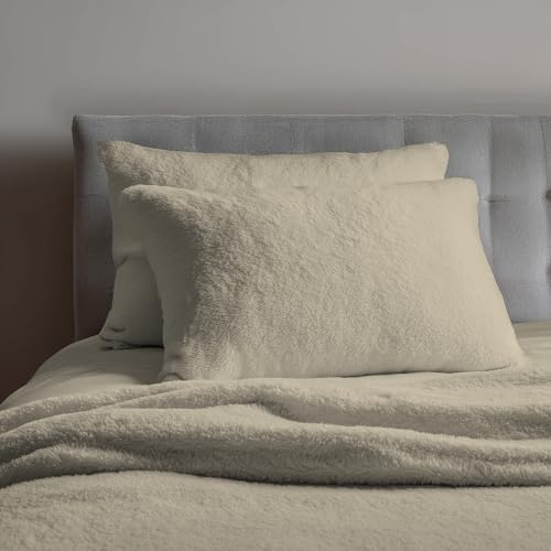 Home Sweet Home UK Teddy Fleece Pillow Cases 2 Pack – Fluffy Pillowcases with Envelope Closure, 48x74 cm Pillow Covers, PillowCase Standard Size Set of 2