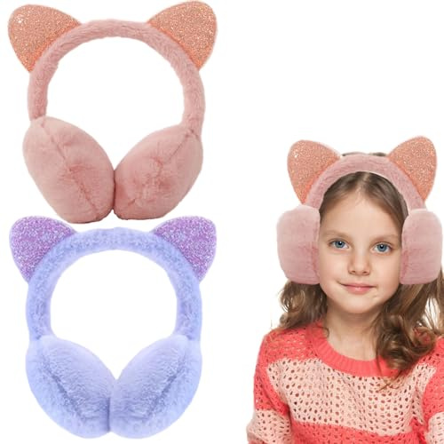 MITUMORMOR 2 Stück Winter Ohrenschützer Kinder, Einstellbar Ohrenwärmer Mädchen Winter Warme Ohrwärmer, Weiche Ohrwärmer Kälteschutz Earmuffs Plüsch Ohrenschützer für Outdoor Aktivitäten
