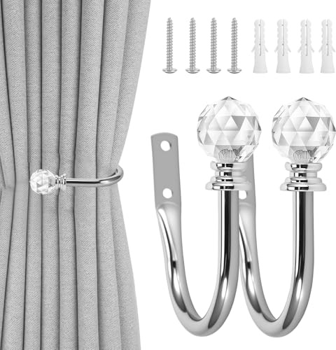 2 Pack Metal Curtain Holdback Hook Decorative Curtain Drapery | Decorative Curtain Drapery Holdback, No Drilling, Window Drapery Holders, Wall Mounted Curtain Tie Back Decorative Clips