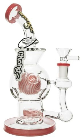 Chongz Glass Big Balls Double Percolator Bong 24cm - Premium Borosilicate Glass Bong with Twin Filtration Balls - Complete with Bowl Piece (Pink)