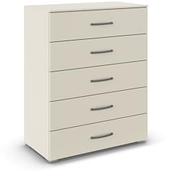 Rauch Möbel ADITIO, Kommode, Farbe Beige, Breite 80 cm | Highboard im zeitlosen Stil, 5 Schubladen, Soft-Close-Funktion, für Schlafzimmer, Gästezimmer, Wohnzimmer, Garderobe, Flur