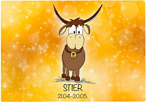 Cadouri Glasschneidebrett » Sternzeichen Stier « Schneidebrettchen┊Frühstücksbrettchen - 28,5 x 20 x 0,4 cm