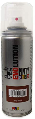 PINTY PLUS EVOLUTION Acrylic Spray Paint Gloss 270cc Nut Brown Ral 8011, Single, Standard