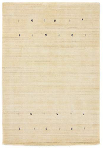 carpetfine Wollteppich Gabbeh Uni Weiß 140x200 cm | Moderner Teppich für Wohn- und Schlafzimmer