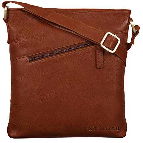 STILORD 'Stella' Vintage Handtasche Damen Leder klein zum Umhängen Schultertasche für Freizeit Shopping Abend Tablettasche Echtleder, Farbe:texas - braun