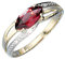 Jobo Damen-Ring aus 585 Gold Bicolor mit Granat und 2 Diamanten Größe 50