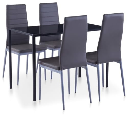 vidaXL Essgruppe 5-TLG. Esszimmertisch Esstischset Esszimmergarnitur Küchentisch Esszimmer Stuhl Tisch Set Sitzgruppe Esstisch mit 4 Stühlen Grau