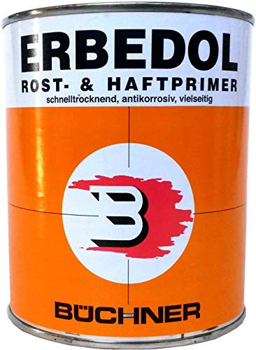 Büchner ERBEDOL Rost- und Haftprimerrotbraun, 0,25L - für innen und außen, Rostschutzprimer für blanken und angerosteten Stahl, Haftgrund für Hart-Kunststoffe (außer Polypropylen und Polyethylen)