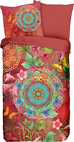 HIP Wendebettwäsche Novali Satin rot Größe 155x220 cm (80x80 cm)