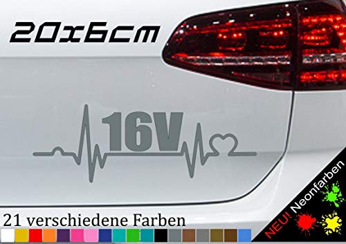 Herzschlag 16V Aufkleber Tuning Zylinder Sticker JDM GSI Turbo TDI GT ECO 20x7cm in 21 Farben