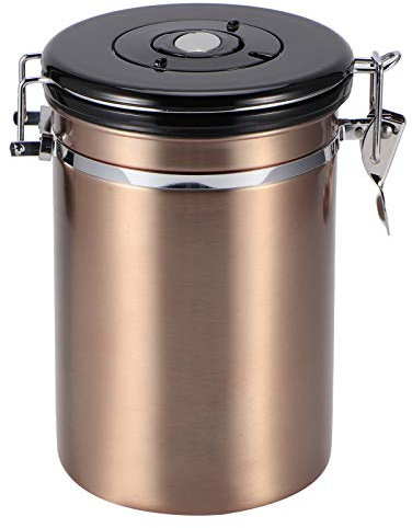 HERCHR Boîte à café en acier inoxydable, conteneurs de stockage des aliments hermétiques de 50,7 oz, bidons de cuisine pour grains de café de sucre de farine de thé(bronze rouge)