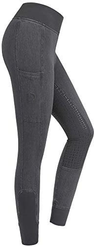 RIDERS CHOICE Damen Jeansreitleggings mit Silikonvollbesatz und Handytasche - RidersDeal Collection für Reiter, grau, Gr. 34