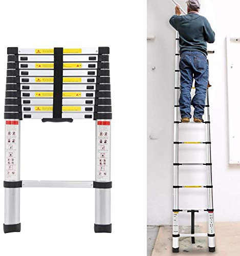 3.2 M/10.5FT Scala Telescopica Singola Scala Dritta Casa Portatile Pieghevole Scala Progetto Ispessita In Lega di Alluminio Casa/Biblioteca/Ingegneria Scala