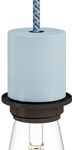 creative cables Kit Douille E27 Semi-filetée en métal avec Serre-câble dissimulé - Blue Ciel