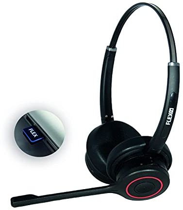 Ecouteurs Bluetooth - Écouteurs stéréo sans fil avec microphone pour PC et téléphone portable - Microphone antibruit - FLEX headset Redline R6 On-Ear avec batterie longue durée - Adaptateur USB A -