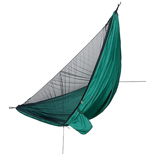 MYSUNBAR Hängematte Outdoor Camping Hängematte mit Moskito Netz, 290 x 140cm Ultraleichte Camping Hammock, 300kg Tragkraft, Atmungsaktiv Fallschirm Nylon Tragbare Hängematte