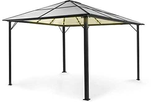 Blumfeldt Pergola Impermeabile con Tetto in Policarbonato, Pergola 3x4, Gazebo Pergola in Metallo e Alluminio, Pergola da Giardino Anti UV, Tendone Giardino con Vetro Traslucido, Luci LED Dimmerabili