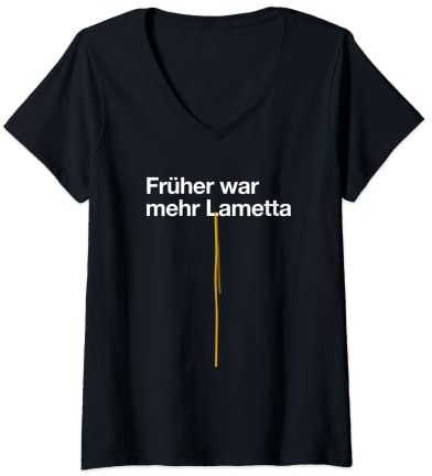 Damen Lustiges Früher war mehr Lametta Weihnachtsbaum Weihnachten T-Shirt mit V-Ausschnitt