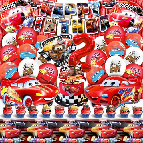 Car Luftballon Kind, Deko Geburtstag Kinder, Folie Ballons Kinder, Geburtstagsdeko Set,Car Luftballons, Dekoration Geburtstag Happy Birthday Banner Latexballons für Jungen