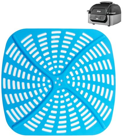 Silikonform für Heißluftfritteuse für Ninja Foodi Health Grill und Heißluftfritteuse AG301EU, Antihaftbeschichtet Wiederverwendbar Silikoneinsatz Zubehör, 21 cm x 22 cm(Blau)