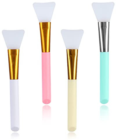 KYLOS 4 Stück Silikon Pinsel für Gesichtsmaske, Weiß/Rosa/Gelb/Grün