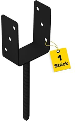 U Pfostenträger - Pfostenanker - Holzverbinder - Balkenschuh U profil - Pfostenträger 70x70 - Pfostenträger zum einbetonieren - Stützenfuß für Zaunpfosten, Holzpfosten, Terrasse, Carport