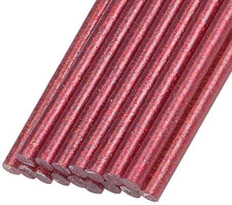 Rebower Colla a Caldo Stick Mini Adesivo Colla a Caldo Colla Pistola Sticks, [per Arte, Artigianato, Fai-da-Te, Card Creazione] - 0.27 x 4/Glitter Rosso/16pz