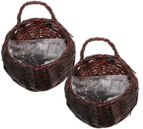 Cabilock 2 Pz Cesto Di Fiori in Rattan Da Appendere Alla Parete Cesto Di Fiori Intrecciati Cestino Sospeso Intrecciato Presina Sospesa Porta Fiori Di Legno Vimini Cestino Per Asciugamani