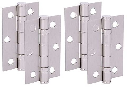 HANDLEZONE® Door Hinges 2 Pairs 76mm / 3 inch Ball Bearing, with Screws - Satin Nickel