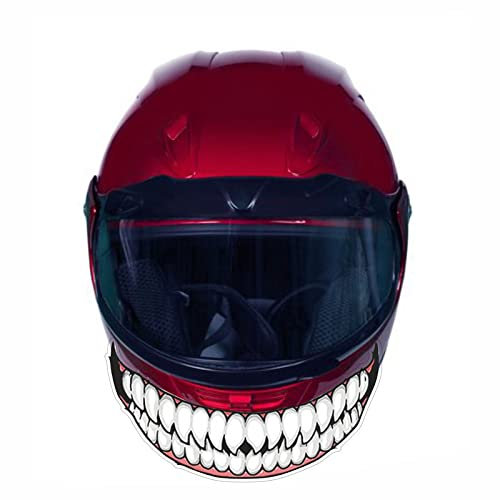 2 Stücke Motorradhelm Dekorative Aufkleber, Helm Aufkleber Evil Zähne Aufkleber Helm Reflektierender Aufkleber DIY Aufkleber Dekoration Auto Dekorativer Aufkleber Für Auto-Fahrzeug-Helm-Zubehör