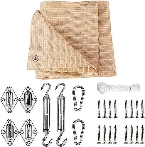 CUSMA 95% Pare-Soleils, Auvent De Protection Solaire Résistant Aux UV pour Jardins, Patios, Piscines, Aires De Barbecue, Campings, Beige,2m×4m
