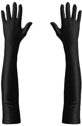Oblique Unique® Damen Handschuhe Lang Handschuh für Hochzeit Fasching Karneval Motto Party Kostüm Accessoire für Halloween (Schwarz)