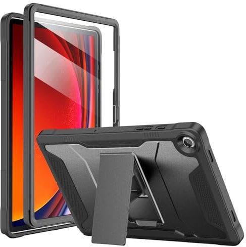 Soke Case for Samsung Galaxy Tab A9 Plus 2023, with Built-in Screen Protector and Kickstand, Rugged Full Body Protective Cover for Galaxy Tab A9+ 11 Inch Tablet [SM-X210/X216/X218],Black