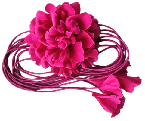 Kabelife Böhmischen Stil Damen Blumen mit Quaste Schmaler Gürtel Kleidgürtel Taillengürtel Hüftgürtel Kleid Belt Gürtel