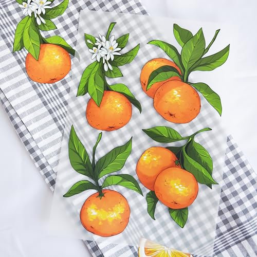 Bügelbilder Orangen Set für Textilien, DIN A4 zum Aufbügeln | Dekoration Stoffreparatur von T-Shirts, Hoodies, Jeans | Patches für Kinder, Erwachsene, Familie
