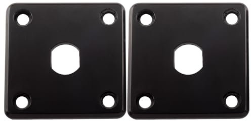 Musiclily Pro Plastic Input Jack Plate Square Output Socket Jackplate for Epiphone LP Style Electric Guitar, Black (Set of 2)