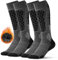 FORVEVO 2 Paar Merino Wollsocken Herren 43-46,Warme Gepolsterte Skisocken,Atmungsaktive Weich Thermosocken,Wintersocken für kaltes Wetter,Outdoor-Sport, Snowboard(Dunkelgrau)