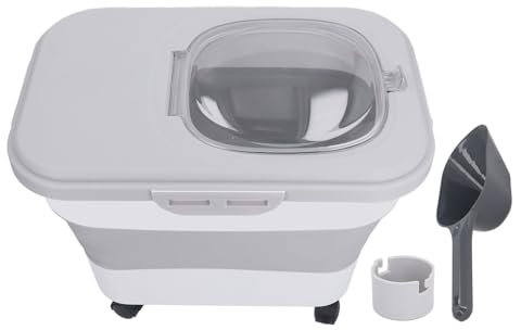 GLOGLOW Contenedor Plegable de Comida para Perros, Capacidad de 27.5 Libras, Contenedor Hermético de Viaje para Alimentos para Mascotas, Contenedor de Almacenamiento de Alimentos para
