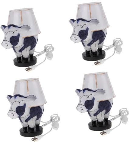 Mikikit 4 Stück Kuh Tischlampe Nachttischlampe Schreibtisch Tischlampe Ästhetisches Nachtlicht Nachtlicht Dekor Tischlampe Dekor Einzigartige Lampen Tier Tischlampe Moderne