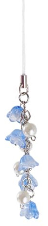 KASFDBMO Bijou de téléphone avec pendentif en forme de fleur pour portable, carte clé, bleu