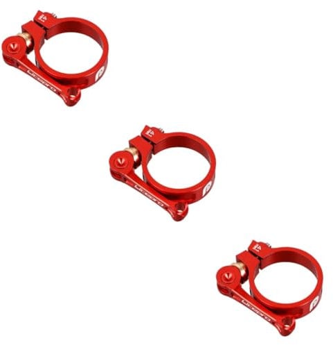 VANZACK 3pcs Seatpost Clamp Foldin Bike Fixed Clamp Lock Folding Bikes Bike Seat Tube Clip Rack Bike Seatpost Rack Clamp Cycle Seat Post Clamp Bike Seatpost Part Red Aluminum Alloy