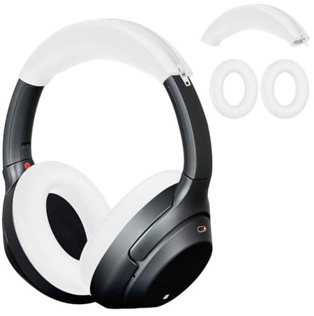 AVZYARDY Silicone Ear Pads Headbeam Cover Soft Earmuff Cover Anti-Scratch Headset Sleeve Replacement for Sony ULT WEAR WH-ULT900N/WH-1000XM3/XM4 (White)