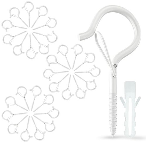 30 Pièces Crochets À Vis Blanc, Muraux Intérieur Extérieur, Verrouillage, Crochets De Plafond, Pour Nichoirs, Carillons Éoliens, Lumières