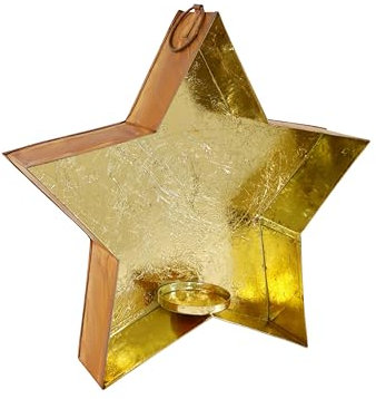 Windlicht Stern geroste 40 cm Metall rost Deko Weihnachten Kerzenhalter