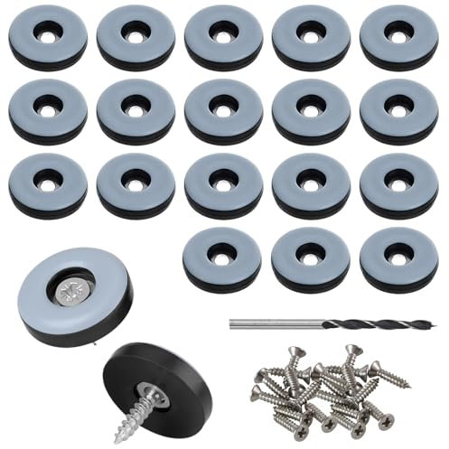 URHRHU 20 Pezzi Piedini per Mobili in Teflon da avvitare Ø 22mm PTFE Teflon Rotondi Cursori di Mobili con Viti Feltrini in Teflon per Protezione di Mobili, Sedie e Pavimenti