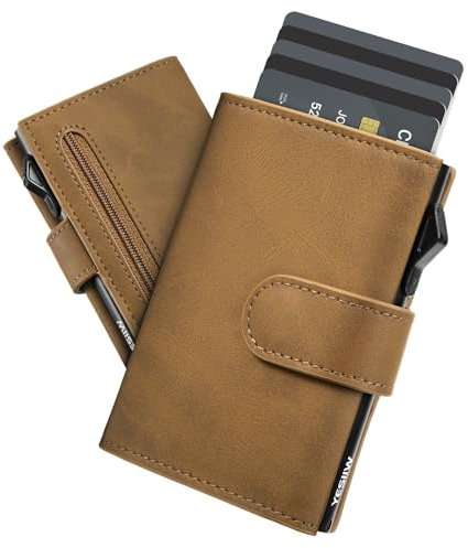 YESIIW Portefeuilles et Porte-Cartes avec Grande Capacité Pop-up Porte Carte pour 10 Cartes, Portefeuille Homme avec Monnaie, Billet & ID Fenêtres, Protection RFID & Fermeture Magnétique