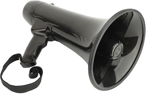 PUSOKEI Portable Megaphone, Speaker with Mic, Announcement Mode and Sound Recording Functions, Adjustable Volume Control Horn, Handheld Loudspeaker for Meetings Training Speeches