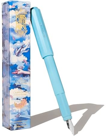 Ferris Wheel Press , Carousel Fountain Pen, Acrylic blend body, Air-sealed click locking cap, Feathered Flight, Blue, Medium Nib