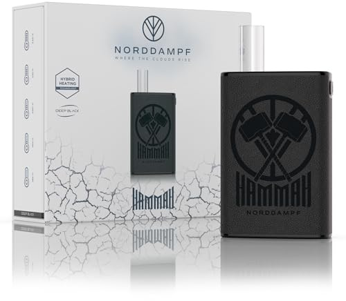 Norddampf HAMMAH Kräuter Vaporizer | Kompakter Premium Verdampfer für Kräuter | Hybrid-Heiztechnologie | 1600mAh Akku | 30s Aufheizzeit | Isolierter Luftweg | 5 Temperaturstufen | DEEP BLACK